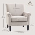 thumbnail image 3 of HOMCOM Chaise d'Appoint Rembourrée avec Accoudoirs Roulés et Pieds en Bois, Gris, 3 of 10