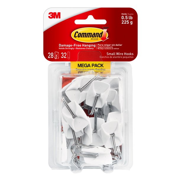 Command Small Wire Toggle Hooks, White, Damage Free Organizing, 28 ...