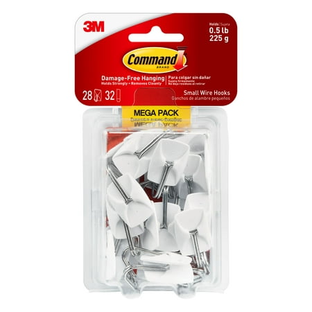 

General Purpose Hooks Small 0.5 Lb Cap White 28 Hooks And 32 Strips/pack | Bundle of 5