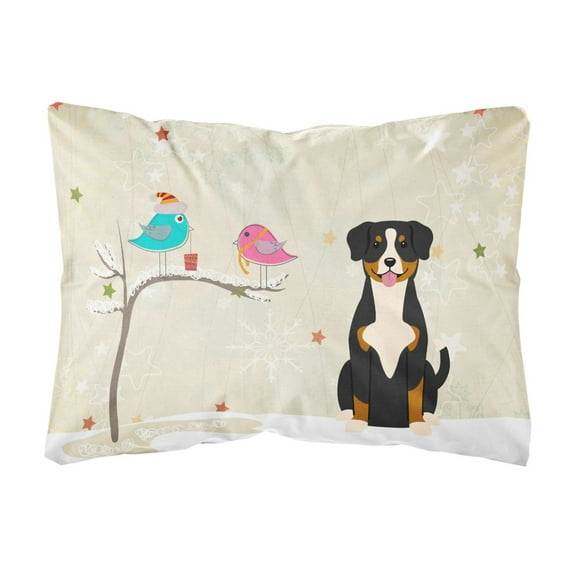 Carolines Treasures BB2510PW1216 Christmas Presents between Friends Entlebucher Canvas Fabric Decorative Pillow, 12H