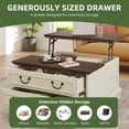 thumbnail image 4 of Uforic Farmhouse Lift Top Coffee Table with Storage, Square Center Dining Table with 2 Large Drawers, Rustic White, 4 of 6