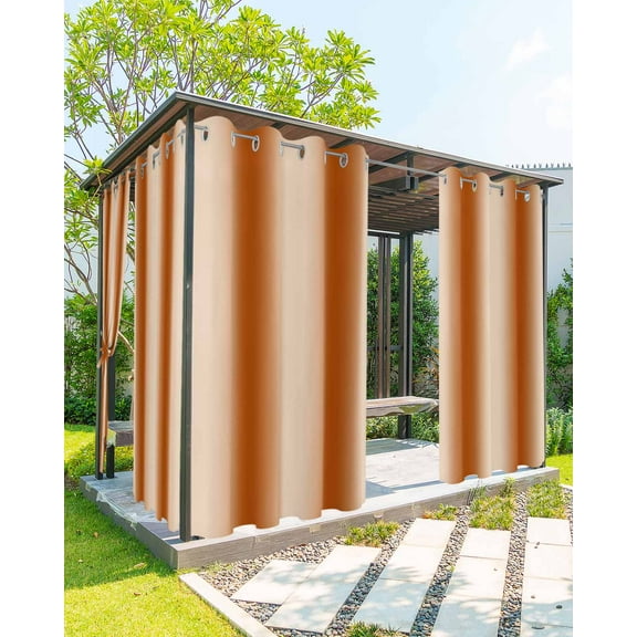Outdoor Curtains for Patio, Burnt Orange Ombre Waterproof Blackout Outside Curtain for Porch/Pergola/Gazebo, Modern Abstract Art Thermal Insulated Drapes for Cabana, 1 Panel, 54 x 84 Inch