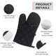 thumbnail image 3 of Guantes de horno resistentes al calor, guantes de cocina antideslizantes gruesos, guantes de cocina flexibles para cocinar, hornear, barbacoa, 1 par (negro), 3 of 4