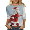 thumbnail image 2 of Xdegoge Christmas Shirt for Women 3/4 Sleeve Santa Funny Graphic T-Shirt Crewneck Vintage Casual Tops Pullover Family Holiday Casual Blouse Gifts 2025 Fall Winter Festival Clothes Fit Party, 2 of 7