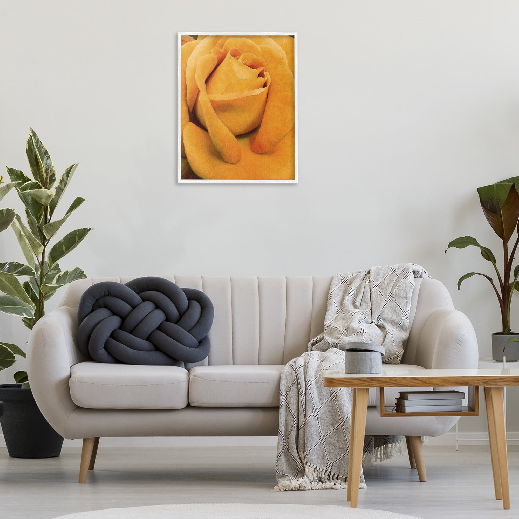 Stupell Industries Yellow Rose Close Up Botanical & Floral Painting White Framed Art Print Wall Art, 24 x 30