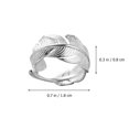thumbnail image 2 of 1pc Silver Feather Ring Female Texture Ring Opening Adjustable Ring Jewelry, 2 of 8