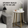 thumbnail image 6 of Round End Tables, Small Side Table White Marble Texture MDF Top,Metal Frame Gold Color, Tall End Table for Bed Room,Coffee Tea End Table for Living Room (White Marble+Gold), 6 of 16