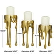 thumbnail image 4 of CosmoLiving by Cosmopolitan 3 Candle Gold Aluminum Metal Abstract Drip Candle Holder with Melting Designed Legs, Set of 3, 4 of 12