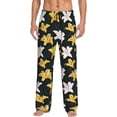 thumbnail image 2 of Goofa Lilies Flowers Printed Soft Pajama Pants for Men, Wide Leg Comfy Casual Lounge Yoga Pants-, 2 of 9