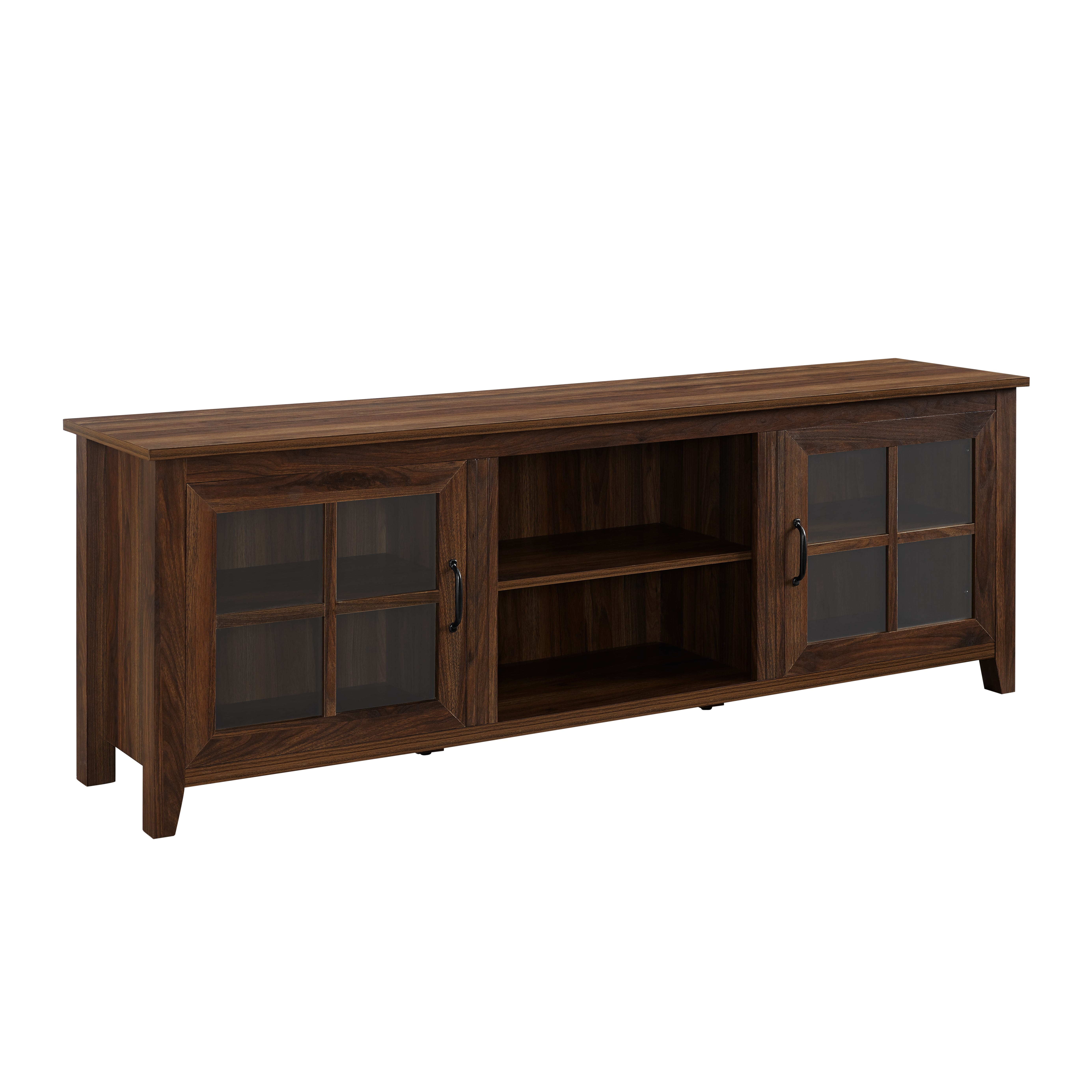 Walker Edison Modern Farmhouse TV Stand for TVs Up to 80", Dark Walnut