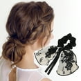 thumbnail image 3 of Unique Bargains 1 Pc Fashion Ribbon Scrunchies Hair Elastic Band black flower, 3 of 5