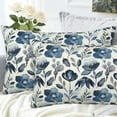 thumbnail image 4 of Throw Pillow Covers Blue Floral Pillow Covers 20x12 Inch Set of 2 Throw Pillows Decorative Pillow Cases Cushion Covers for Bedroom Livingroom Sofa Farm House, 4 of 6