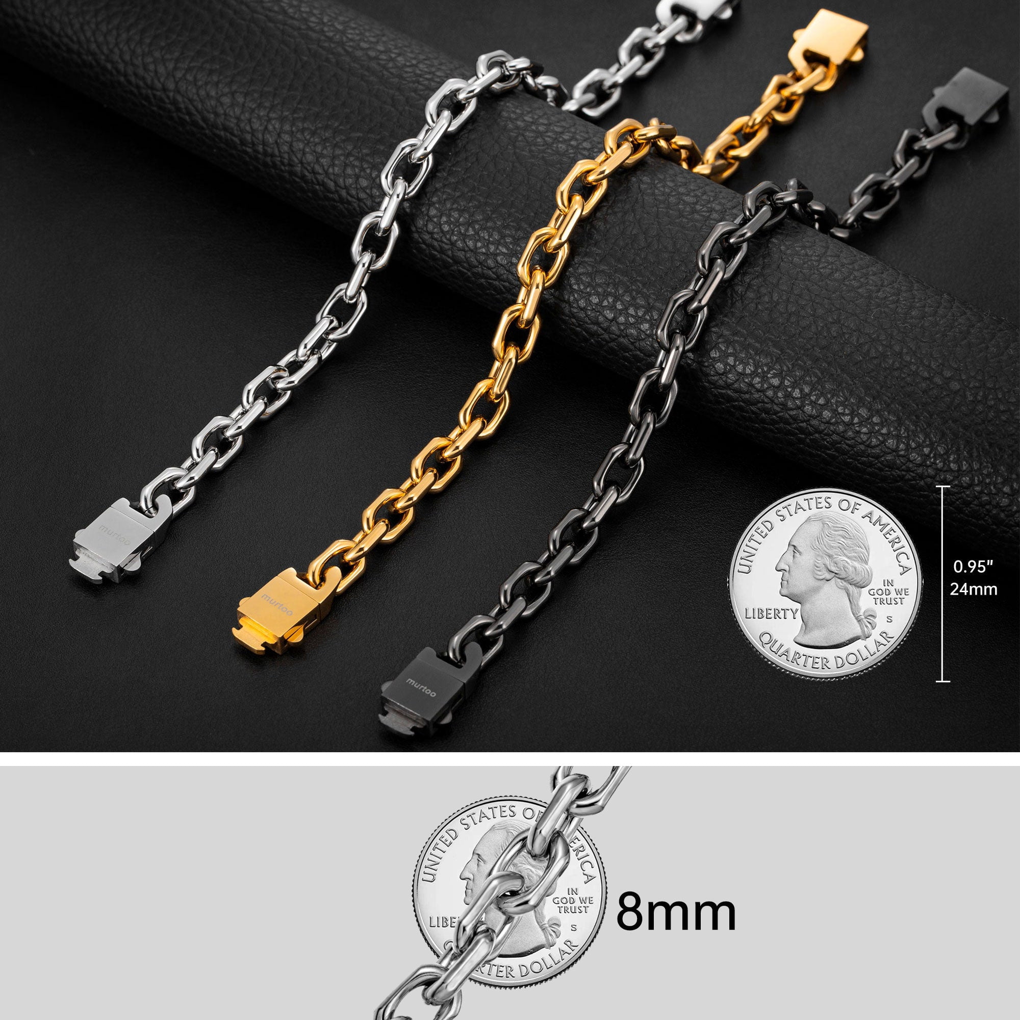 Murtoo Mens Bracelet for men 10mm steel bracelet