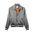 thumbnail image 5 of Ma Croix Men's Satin Hip Hop Street Inspired Button Up Light Soft Modern Fit Mesh Lined Bomber Jacket, 5 of 7