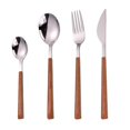 thumbnail image 1 of Tenedor, cuchara, cuchillo con mangos de madera, juego de cubiertos de acero inoxidable, vajilla, cuchara IceTea, juego de cubiertos ER, 1 of 5