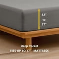 thumbnail image 4 of BESTOUCH Fitted Sheet Only 100% Washed Cotton Linen Feel Easily Fits Deep Pockets up to 17 inch Solid Dark Grey King, 4 of 6