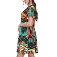 thumbnail image 2 of Balery Retro Pop Art Collage Vestidos sueltos de manga corta para mujer, vestidos de verano 2025, vestidos casuales de corte A con vuelo., 2 of 6