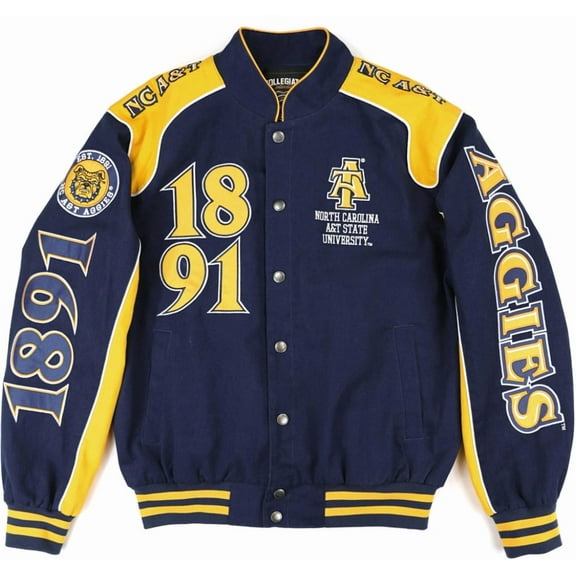 Big Boy North Carolina A&T Aggies S12 State Racing Twill Adult Jacket [Navy Blue - 4XL]
