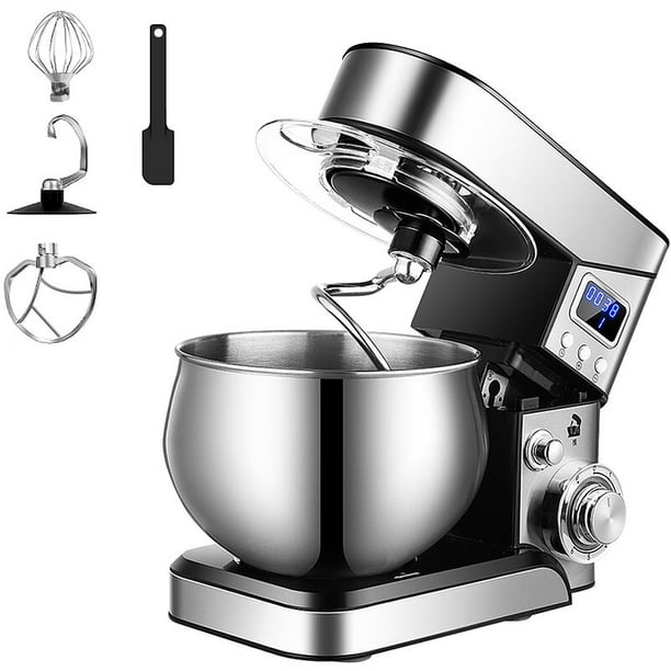 Máquina de cocina Mini mezcladora de masa para el hogar Pantalla digital súper grande de 6 velocidades LCD 5L Tazón de acero inoxidable Ruido Mezclador de amasado automático pequeño Batidor de huevos esquí esquí Gafas de esquí