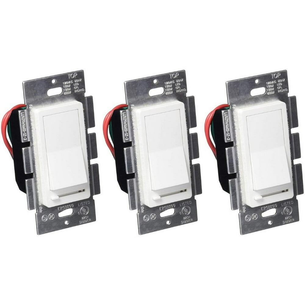 3 Way White Dimmer Switch Single Pole Decora Rocker Switch Slide