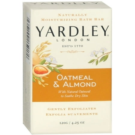 Yardley London Moisturizing Bar Oatmeal & Almond with Natural Oats 4.25 oz (Pack of 4)