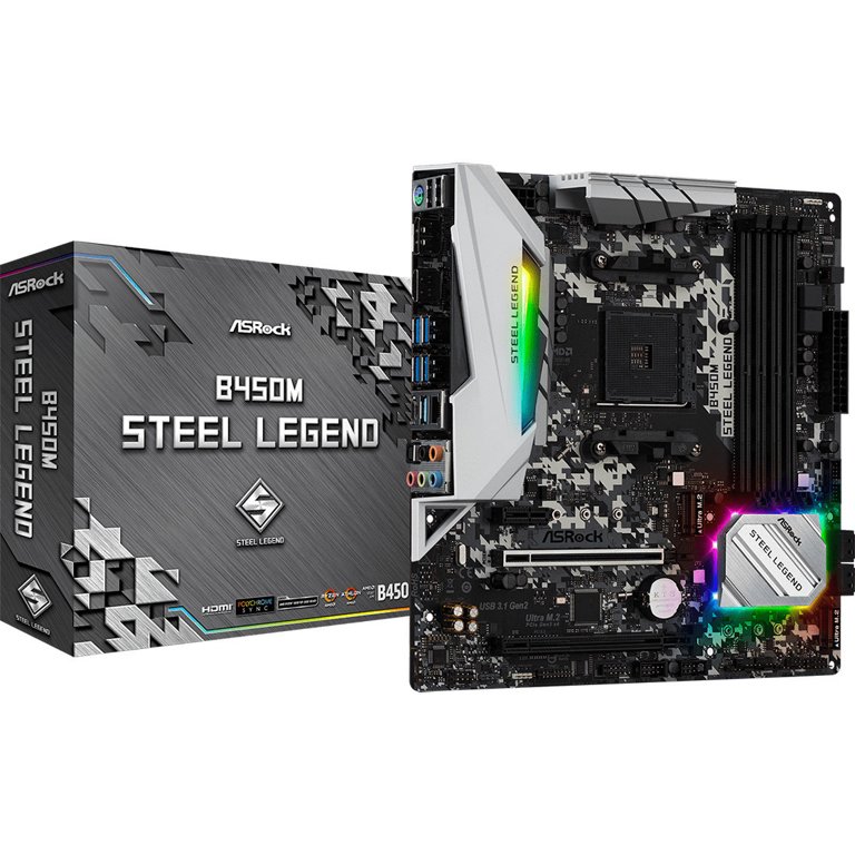 B450M Steel Legend セット＋AMD Ryzen 3 3100 ASRock B450M Steel Legend Micro ATX AMD Motherboard with AM4 AMD