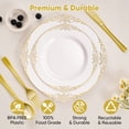 thumbnail image 6 of Daluvenix 100 Pcs Gold Plastic Plates for 50 Guests, White and Gold Disposable Plates, Vintage Disposable Dinnerware for Party, Wedding and Graduation, 6 of 10