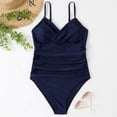 thumbnail image 4 of TIHLMK Womens Bikini Swimsuits Women Sexy Solid With Chest Pad Without Underwire Bikini Deep V One-piece Swimsuit Gift for Women, 4 of 9