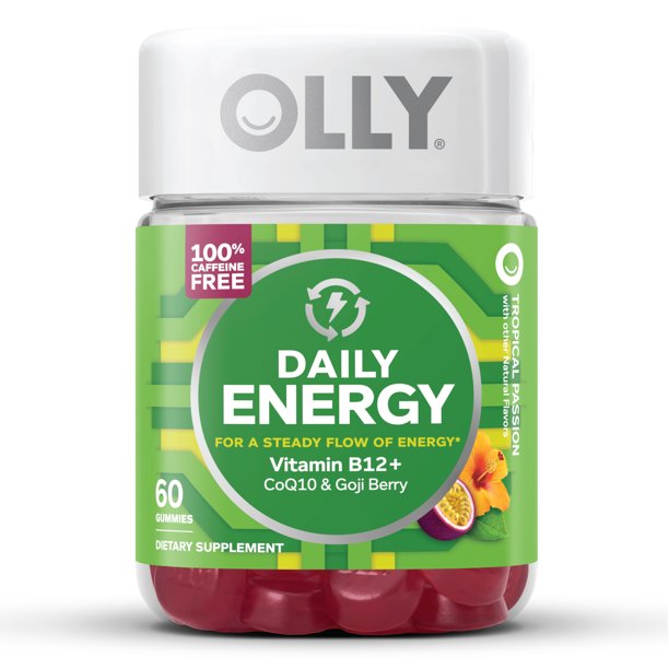 OLLY Daily Energy Gummies with B12, CoQ10, & Goji Berry, Caffeine Free