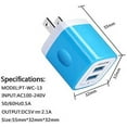 thumbnail image 3 of USB Wall Charger Block,Charging Blocks,6PCS USB Charger Adapter,2.1A Dual Port Fast Charge Charging Station USB Wall Plug iPhone Wall Chargers Block,Blue, 3 of 5
