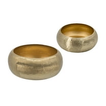 A&B Home Set of 2 Round Golden Aluminum Decorative Bowls