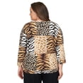 thumbnail image 2 of Alfred Dunner Womens Plus-Size Split Neck Animal Patch Top, 2 of 6