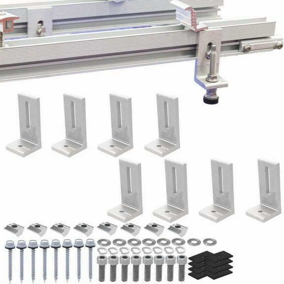 L-Shaped Solar Panel Mounting Bracket for Steel Tile Roofs, 8-Piece Aluminum Alloy Kit, Compatible with Solar Panels