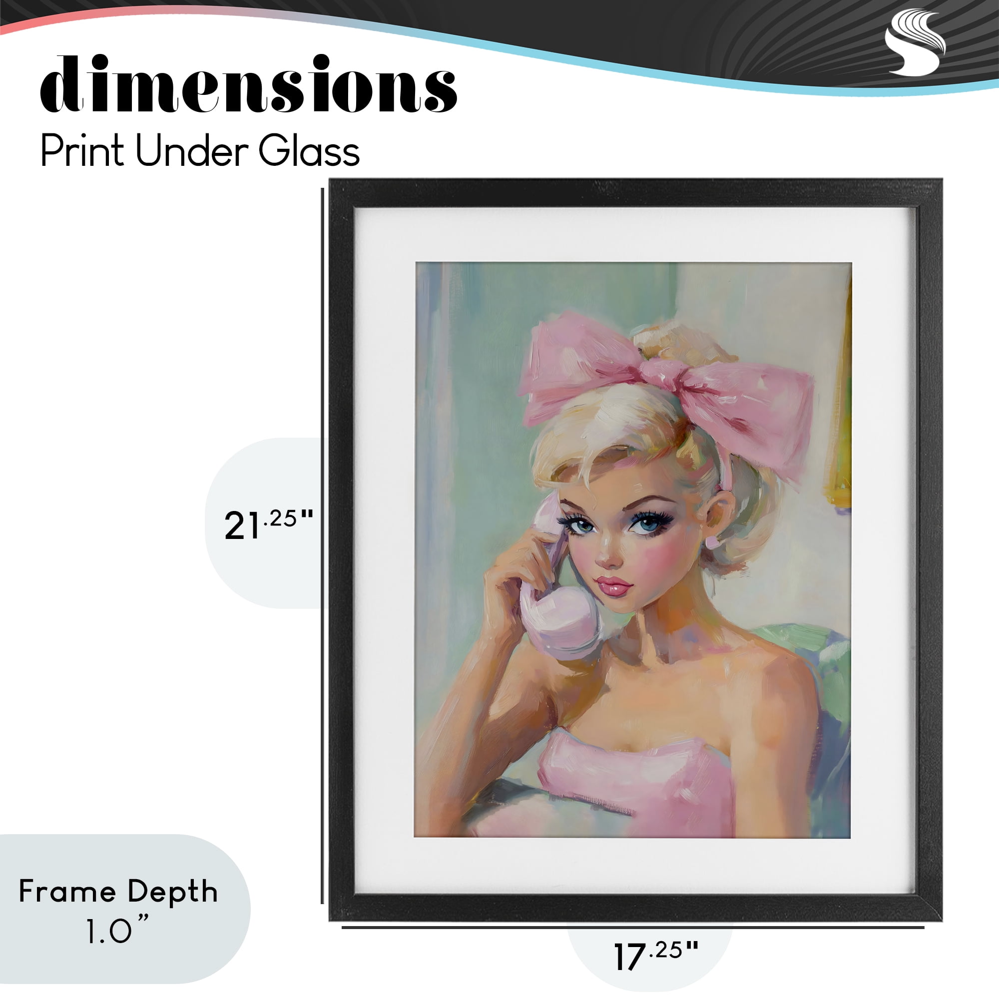 Stupell Industries Blonde Girl with Pink Bow Black Framed Print Under Glass, design by The Prints Vibe