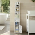 thumbnail image 2 of VECELO Bathroom Storage Cabinet, Large Corner Floor Cabinet with Toilet Paper Organizer and Shelf for Small Space, White, 2 of 10