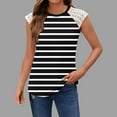 thumbnail image 2 of Bixock Women's Casual Tank Tops,Summer Sleeveless Blouse,Stripe Print Round Neck Sleeveless Lace Fashion Wear Tops, 2 of 5