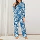 thumbnail image 2 of Fotbe Leaves And Flowers Conjunto de Pijama de Manga Larga para Mujer con Estampado, Ropa de Dormir de 2 Piezas, Conjunto de Casa Suave y Cómodo con Bolsillos-Medium, 2 of 7