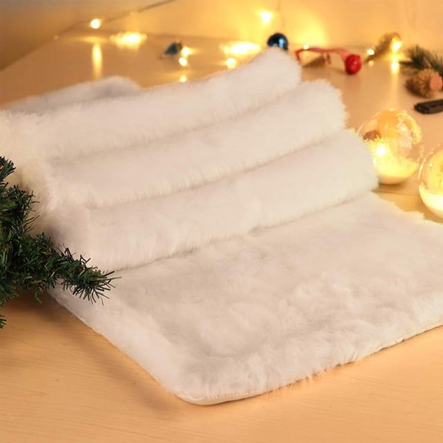 Cqxid Decorative Table Banner Under $10 Table Flag White Plush Table Flag Dining Room Family Table Decorative Cloth White Snowflake Decorative Table Flag