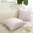 thumbnail image 5 of PiccoCasa Soft Velvet Decorative Pompoms Throw Pillow Covers Pale Pink 16" x 16" 2, 5 of 8