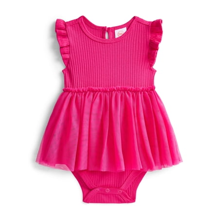 Wonder Nation Baby Girls Tutu Bodysuit Dress, Sizes 0/3M-24M