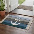 thumbnail image 2 of Area Rug with Tassels 2' x 3', Nautical Anchor Ocean Theme Kitchen Runner Rug for Hallway Bedroom Throw Rugs, Farm Blue Wood Board Soft Door Mat for Bathroom Entrance Living Room, 2 of 9