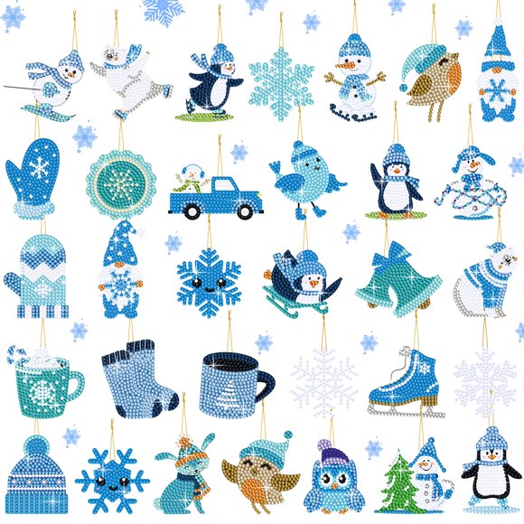 Kit de Manualidades Artísticas Equsion 64 Piezas Llaveros Navideños de Diamantes