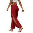 thumbnail image 2 of VV AVEORS Womens Wide Leg Sweatpants Cozy Casual Jogger Pants Baggy Elastic High Waisted Athletic Yoga Pants With Pockets Wine XL, 2 of 7