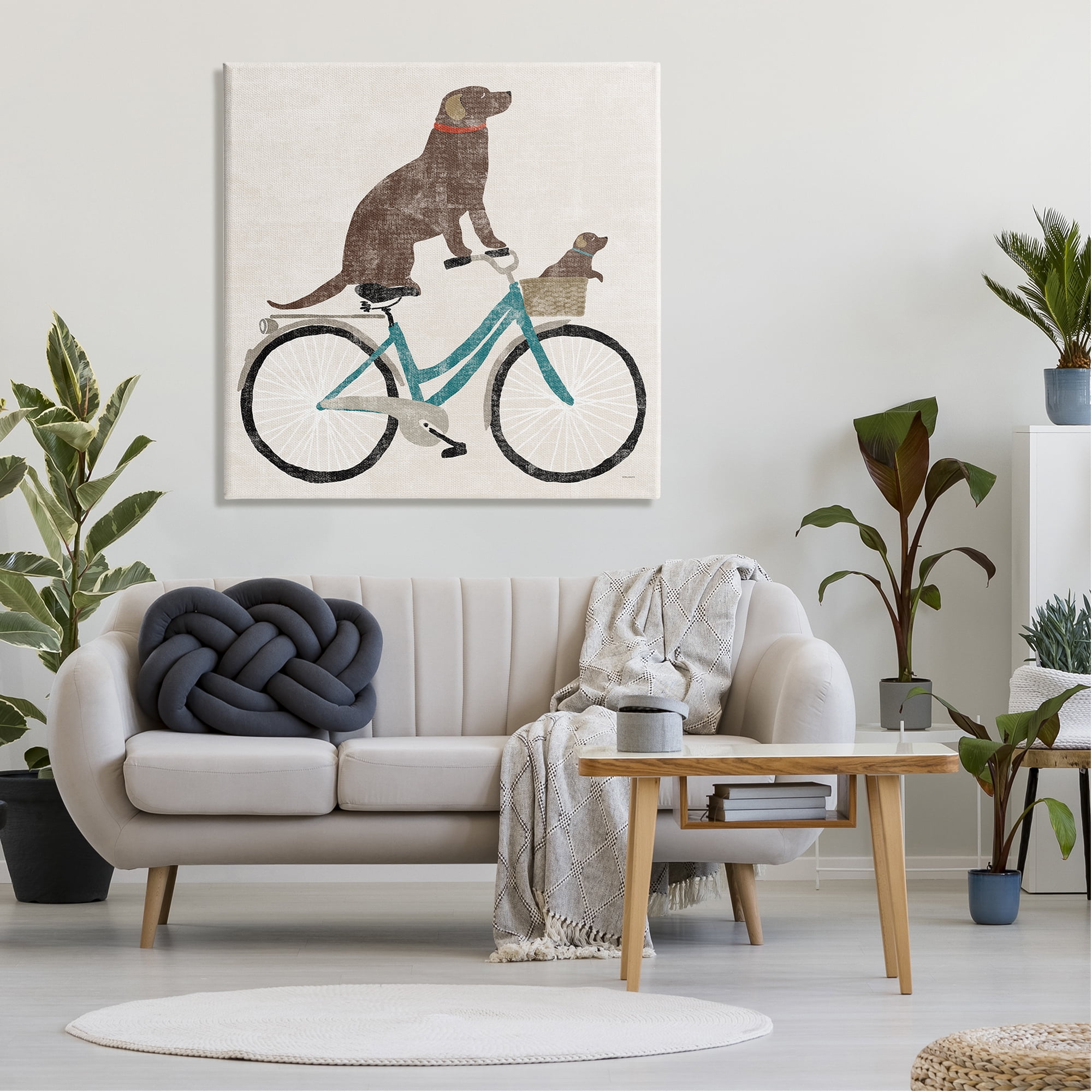 Stupell Industries Vintage Dogs Riding Bicycle Animals & Insects Painting Gallery Wrapped Canvas Print Wall Art, 36 x 36