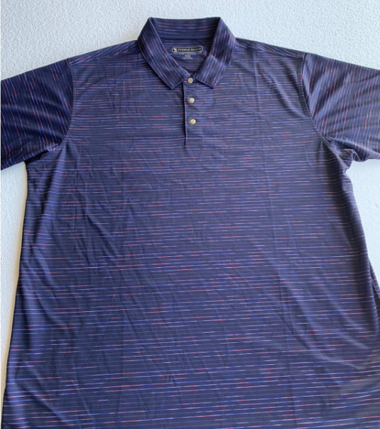 Pebble Beach Men's Performance Pima Blend Golf Shirt (Purple/Stripe ...