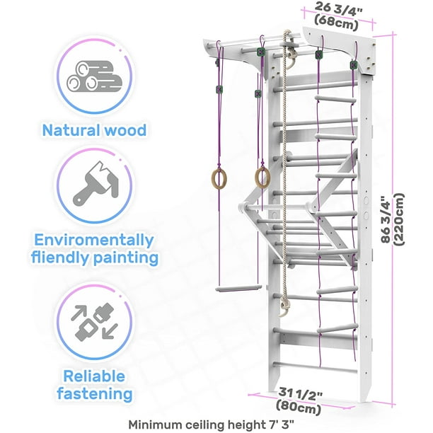 Wooden Swedish Ladder Wall Set Kids Stall Bars for Exercise