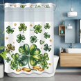 thumbnail image 6 of Saint Patrick's Day No Hooks Shower Curtain with Snap-in Liner Watercolor Green Shamrocks Coin Shower Curtains for Bathroom, Waterproof, Easy Install, Washable 60"x72", 6 of 9