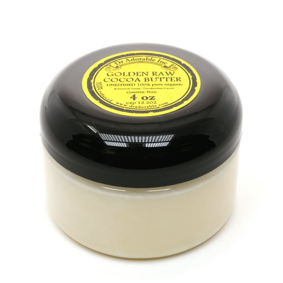 Dr Adorable - 4 oz - Golden Cocoa Butter - Organic Raw Grade A Prime Pressed Unrefined