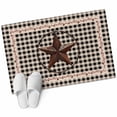 thumbnail image 2 of 2x3 Door Mat Rug, Farm Plaid Non-Skid Rubber Backing Large Rectangle Rugs - Living Room Bedroom Home Office, West Texas Star Rustic Farmhouse Black Brown Indoor Floor Mat Carpets Washable Rug, 2 of 9
