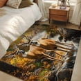 thumbnail image 5 of Orange Autumn Deer Large Area Rugs for Bedroom Living Room, Soft Non Slip Carpet Bedside Rug, Vintage Forest River Rectangular Floor Cover Kitchen Accent Rug 4'x6' for Dining Room/Office, 5 of 9